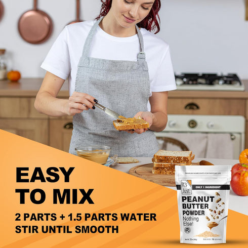 90% 1 32oz It's Just! Peanut Butter Powder - Less Fat, Non-GMO, No Added Salt or Sugar, Ingredient