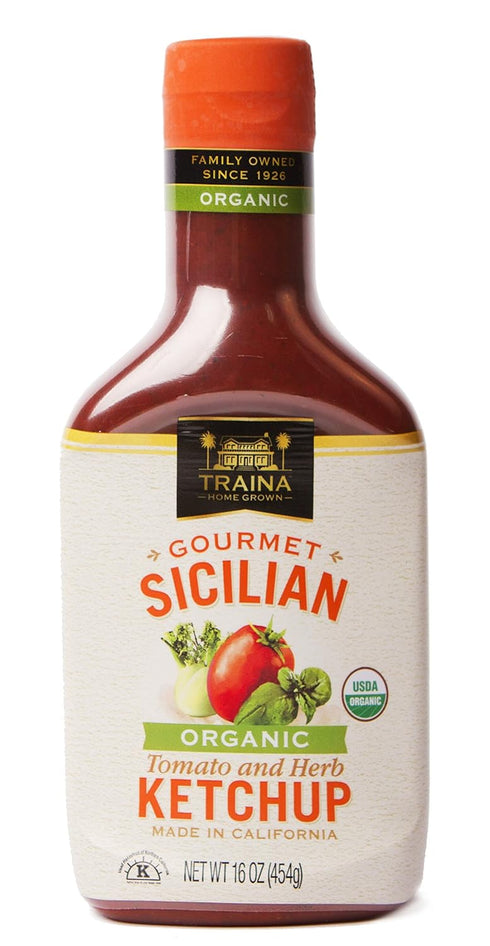 Traina Home Grown Gourmet Sicilian Organic Tomato And Herb Ketchup - Certified