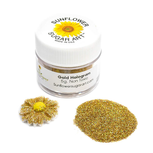 Sunflower Sugar Art Gold Hologram Glitter Cake Dust - Vegan, Non-Toxic, 5g Luxury Cake Accessories
