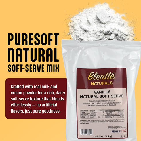 Frozen 4% 2.9 lbs Blentte Soft Serve Ice Cream Mix - Natural Creamy Softserve Powder for Dessert Maker, Homemade