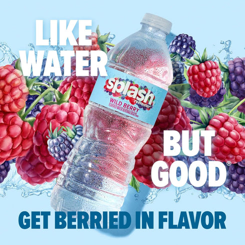 6-Pack, 16.9 Oz SPLASH REFRESHER Flavored Water Bottles, Wild Berry Flavor - Fl - Refreshing Flavored Bottled Water