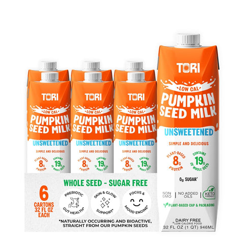 Tori Pumpkin Seed Milk, Unsweetened Only 30 Calories, 0g Sugar | Plant-Based,