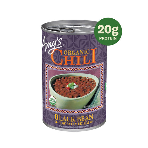 14.7 Oz (6 Pack) Amy's Chili, Black Bean, Medium Spice, Gluten Free & Organic Vegetarian Chili, Low Fat