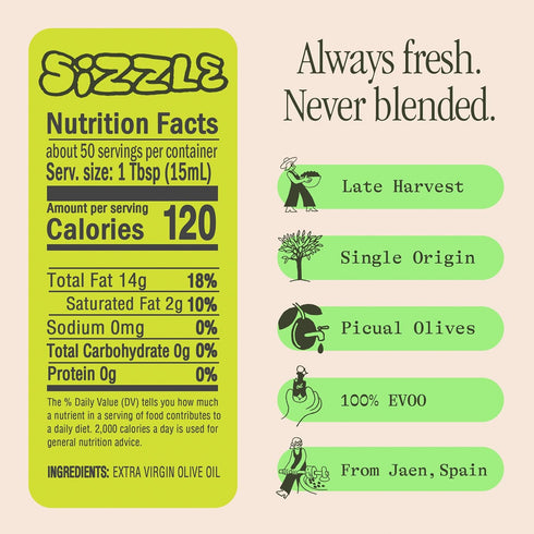 5 Oz Graza Sizzle Extra Virgin Olive Oil Spray, Cooking Oil - High Polyphenol Peak Harvest EVOO Cooking Oil in a Spray