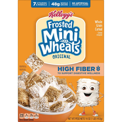 48g 16 oz Kelloggs Frosted Mini-Wheats Breakfast Cereal, High Fiber, Whole Grain