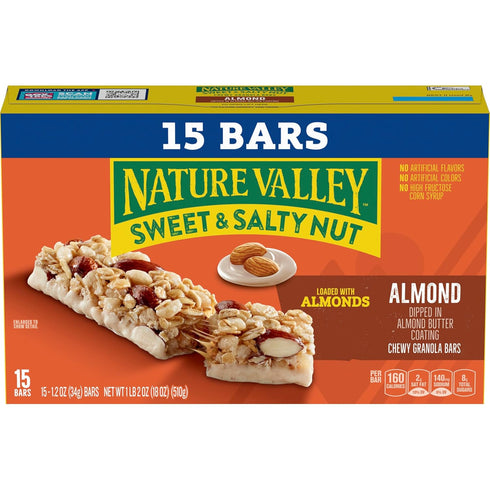 15 18 oz Nature Valley Sweet and Salty Nut Granola Bars, Almond, Bars