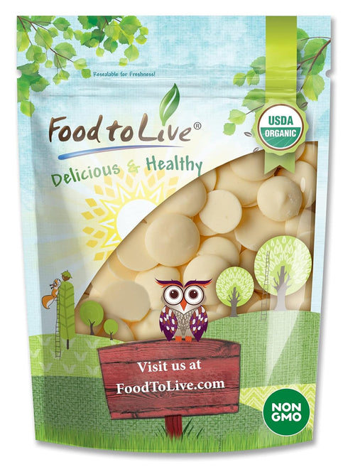 Food to Live Organic Cacao Butter Wafers, 1 Pound - Non-GMO, Vegan,
