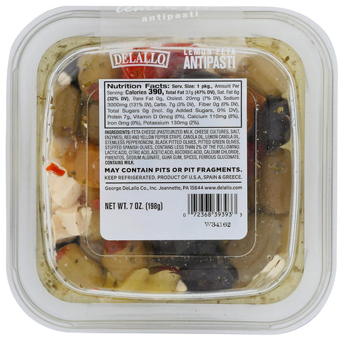 7 Delallo, Olives Lemon Feta Antipasti In Oil, Ounce