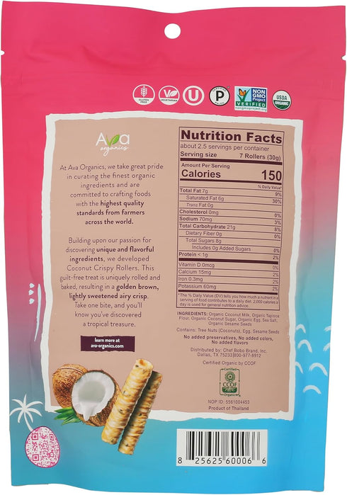2.8 Ava Organics, Original Coconut Crispy Rollers, Ounce