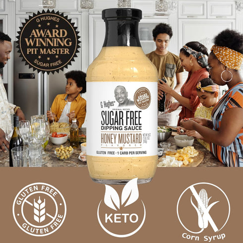 G Hughes Sugar Free Honey Mustard Dipping Sauce, 18 Oz (2-Pack) - Gluten Free, Keto Honey Mustard