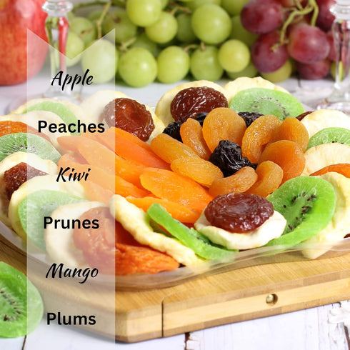 3 1 Gift Basket Dried Fruit by It's Delish in Wooden Apple Basket - Healthy Gourmet Snack Box - Variety Snacks
