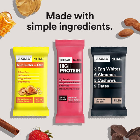 25.3oz (12 RXBAR High Protein Bars, Gluten Free, Protein Snacks, Vanilla Peanut Butter, Box Bars)