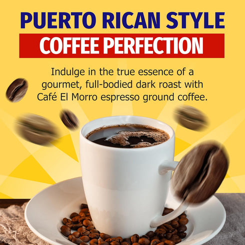 2-Pack, 36 oz Caf El Morro Dark Roast Espresso Ground Coffee, Authentic Puerto Rican Style, Bulk Coffee Each, Gourmet