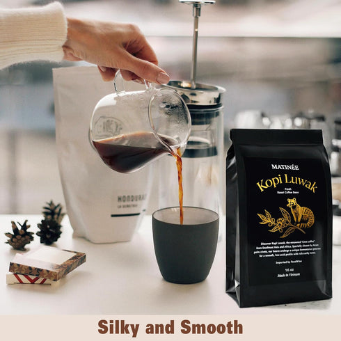 16oz 454 MATINE Wild Kopi Luwak Coffee Beans, Medium Roast, Whole Bean Coffee, Sustainably Sourced From Vietnam, /