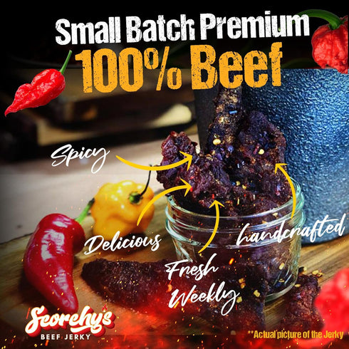 Scorchy's Jerky 85g 1 pack | Ghost Pepper Beef Jerky | Hand-Crafted | Spicy Protein Snack | Low Calorie and Low Fat | |