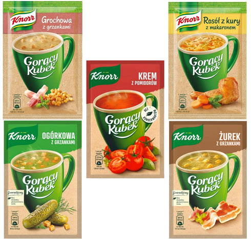 Snacks ByEurop Hot Cup Instant Soup Knorr Goracy Kubek Assorted Pack of 5