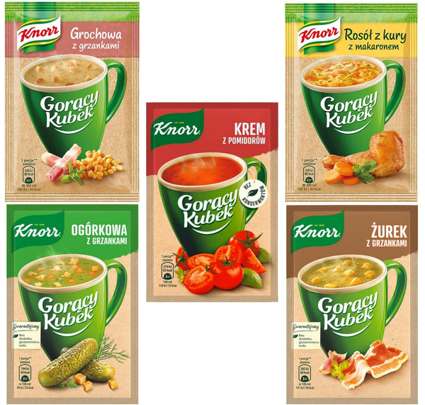 Snacks ByEurop Hot Cup Instant Soup Knorr Goracy Kubek Assorted Pack of 5