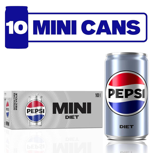 7.5 packs 10) Diet Pepsi Soda, Ounce Mini Cans, (Two