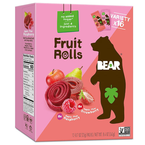 Bear, Strawberry & Raspberry Fruit Rolls Variety Pack, 11.2 Ounce