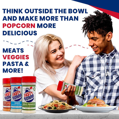 Pack 6 2.8-3 Oz. Flavorful Popcorn Seasoning Variety Seasonings in White Cheddar Cheese, Ranch, Garlic Parmesan & More
