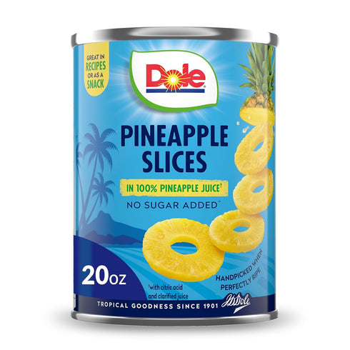 Dole Canned Fruit, Pineapple Slices in 100% Pineapple Juice, Gluten Free, Pantry