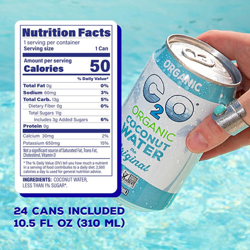 C2O (24 Pack, 3 Pack 24 10.5 OZ - Organic Coconut Water, The Original Flavor Fridge Boxes) - Fresh Coconut Water, Non