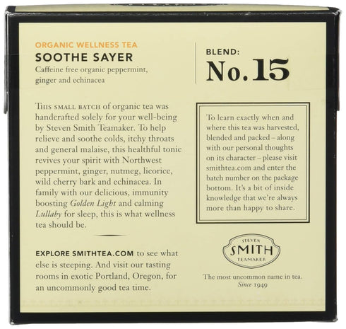 15 1.05 Oz, 15Count STEVEN SMITH TEAMAKER Smith Teamaker Organic Soothe Sayer No. (Caffeine-free Organic Wellness Tea)