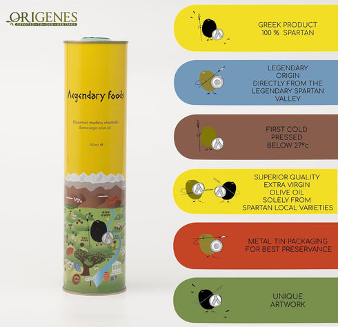 750ml Extra Virgin Olive Oil Tin, Great Taste Cold Pressed, Fruity Flavor, Polyphenol Rich Olive Oil from the Land