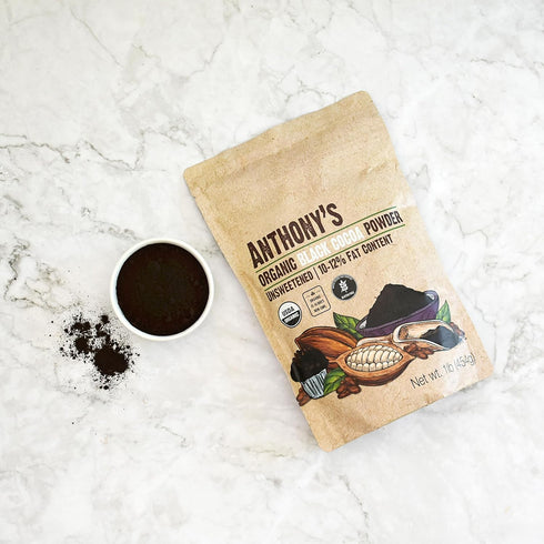 1 lb, Anthony's Organic Black Cocoa Powder, Unsweetened, Dutch Processed, Gluten Free, Non GMO