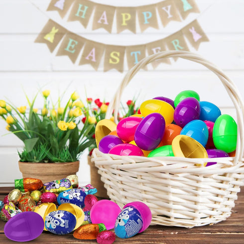Pack 24 Easter Candy with Fillable Plastic Eggs Bundle - Of Plastic Eggs With Assorted Chocolate Candy for Filling