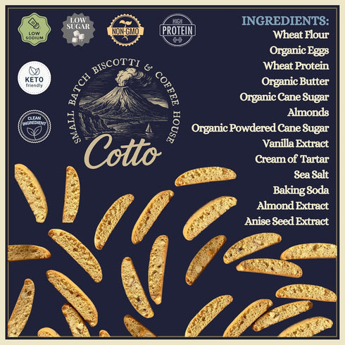 3g 2g 2 Pack Toasted Almond Biscottini Keto Friendly | Net Carbs & Sugar |High Protein, Authentic Italian Style, Low