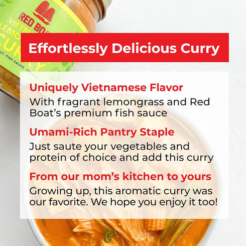 20 12 oz (Pack 2) Red Boat Fish Sauce Vietnamese Lemongrass Curry | Deliciously complex flavors ready in min | Simple