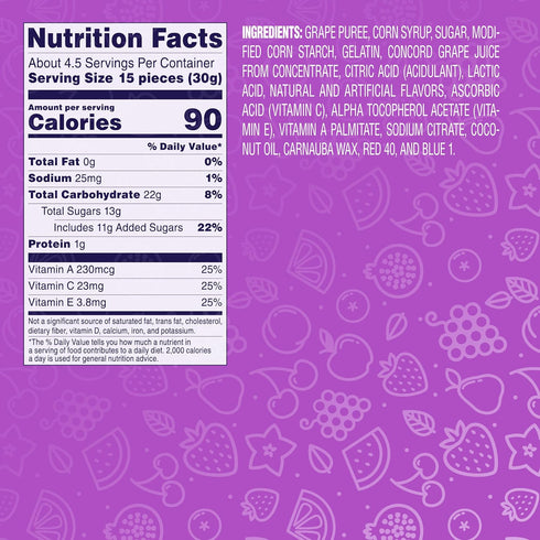 5oz Packs (Pack 12) Welch's Fruit Snacks, Concord Grape Snack Box, Gluten Free, Snack