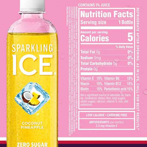 Pack, 17 oz, 12 count Sparkling Ice Pink Variety Flavored Sparkling Water, Zero Sugar, and Vitamins and Antioxidants