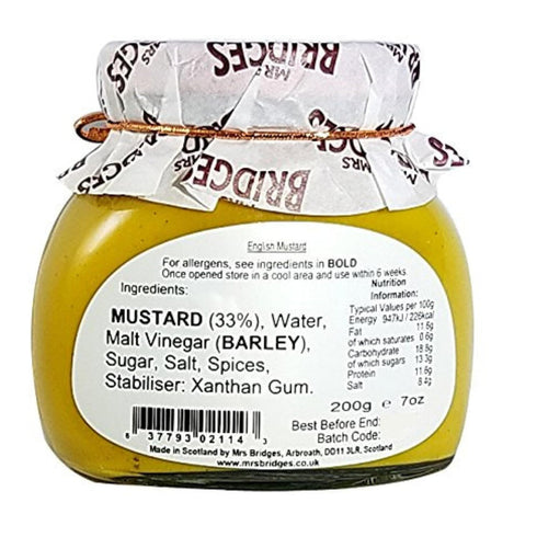 7oz (Pack 2) Mrs Bridges Traditional English Mustard, Made in Scotland, Jar