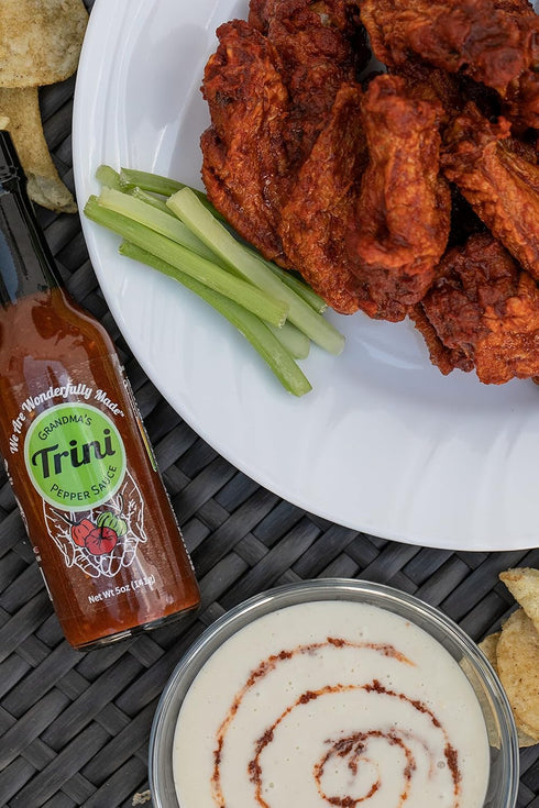 Grandma's Trini Pepper Sauce - Hot Heat Hot Sauce, Vegan, Gluten Free, 5 oz Bottle