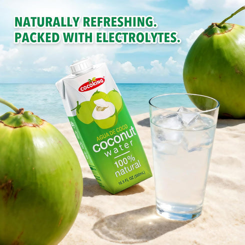 Cocoking 16.9 Oz (Pack 12) Thai Coconut Water Pure Nam Hom Coconuts Natural Electrolyte Drink No Added Sugar, Not from