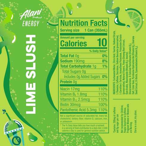 (Pack 12) Alani Nu Lime Slush Sugar Free Energy Drink
