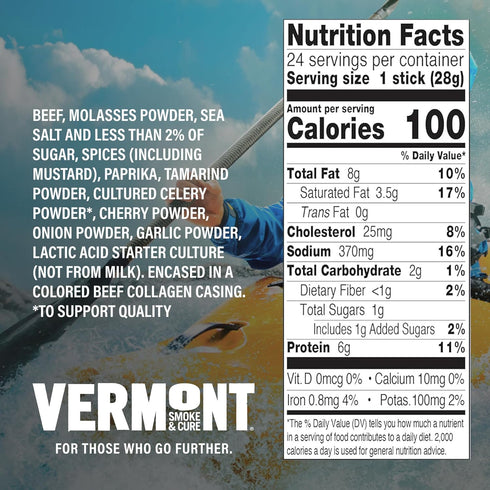 1 (Pack 24) Vermont Smoke & Cure BBQ Seasoned Beef Sticks, Gluten Free, Ounce