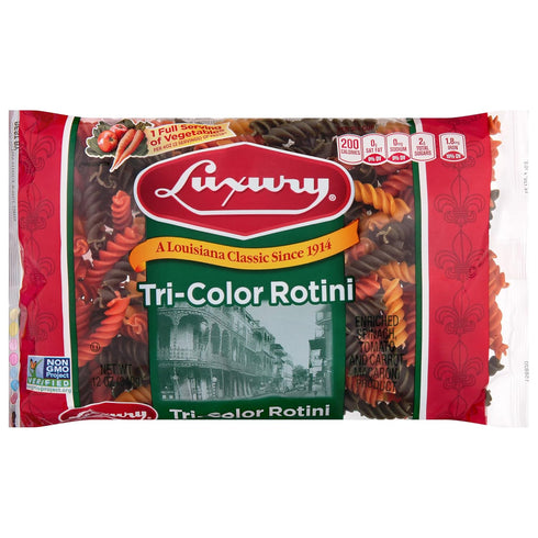 12-Pack (12 oz Luxury Tri-Colored Rotini Pasta, Each) Vibrant Spiral Pasta for Salads, Bakes & Sauces