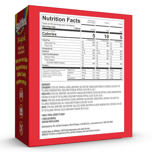 Pack, 4 1 (30 SINGLES TO GO! Skittles Variety Watertok Powdered Drink Mix, Zero Sugar, Low Calorie, Includes Flavors: