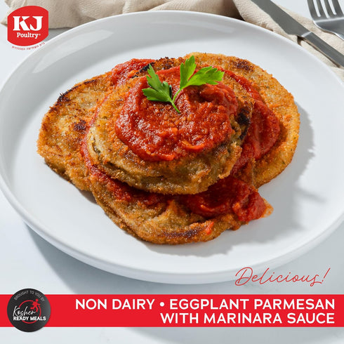 (1 Pack) KJ Poultry Kosher Parve Ready Meals - Eggplant Parmesan, MRE Meals Ready to Eat, Halal, Prepared Entree Fully