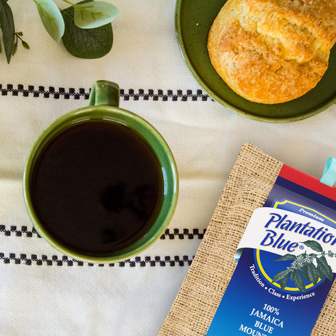 100% (8oz) PREMIUM PLANTATION BLUE TRADITION CLASS EXPERIENCE Blue Mountain Coffee, Dark Roast, Ground, Jamaican Coffee