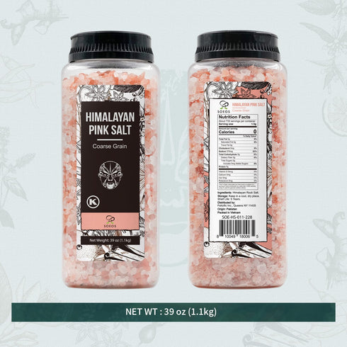 39Oz (2.4 Soeos Himalayan Salt, Coarse Grain, Pound), Non-GMO Himalayan Pink Salt, Kosher Salt, Sea Salt for Grinder