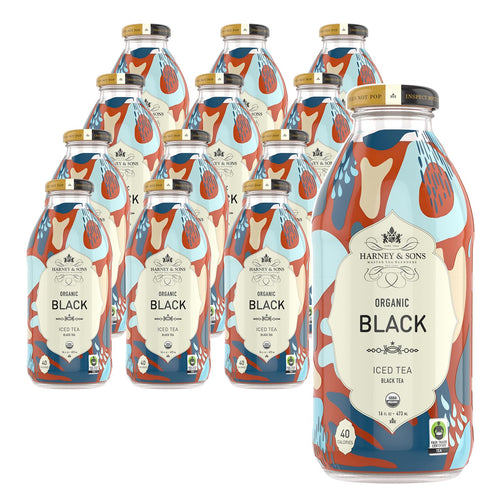 Harney & Sons Organic Black Iced Tea, Glass Bottles,16 oz bottles (Pack