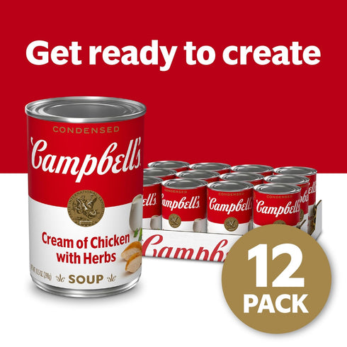 Campbell's Condensed Cream of Chicken with Herbs Soup, 10.5 Ounce Can (Pack of 12)