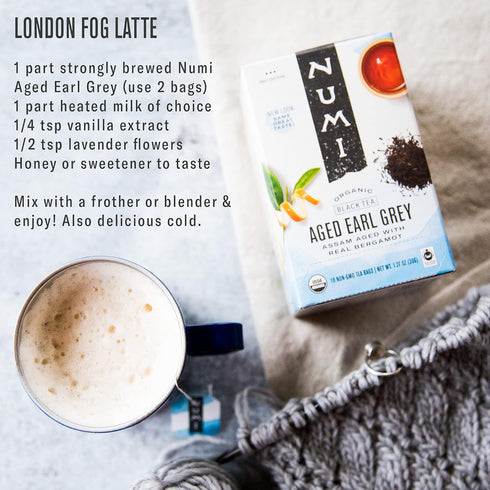100 Numi Organic Aged Earl Grey Tea | Black Tea Bags | Assam Black Tea with Real Bergamot | Caffeinated