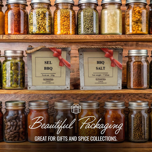 The French Farm 17.64oz Sea Salt BBQ Salt Box Gourmet French Seasoning for Grilling, Smoking, and Cooking All-Natural