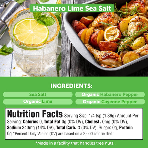 9.2 oz FreshJax Organic Spicy Habanero Lime Sea Salt Hot Chili Citrus Salt for Meats, Seafood, Veggies, Popcorn, Tacos