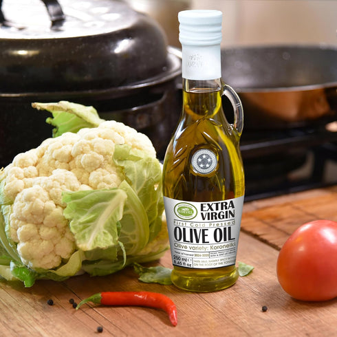 250ml (8.45 oz) 2 Pack KORVEL Greek Extra Virgin Olive Oil, Amphora fl Premium Cold Pressed Greek EVOO in Elegant Glass